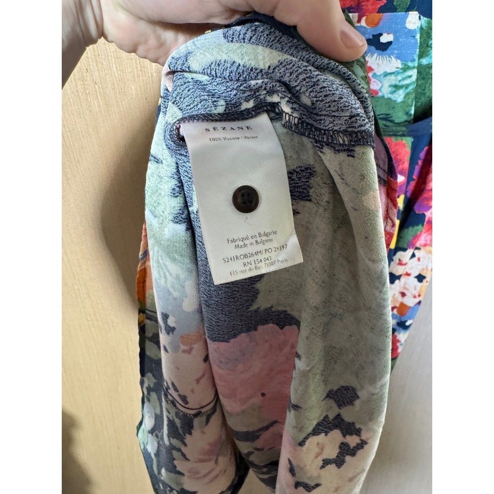 Sezane Adele Dress Navy Blue Floral Button Front Midi Shirt Dress Size 34 US 2 - Picture 5 of 5